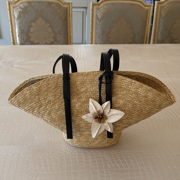 🦋 Bloggers Favorite 🦋 NWT ZARA BASKET SHOULDER BAG WITH FLOWER - Picture 13 of 16